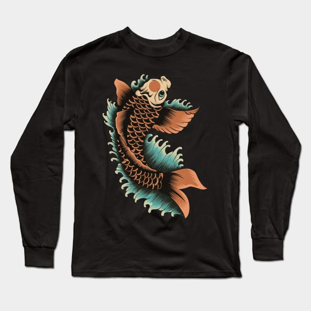 Vintage Koi Fish Long Sleeve T-Shirt by edwardechoblue